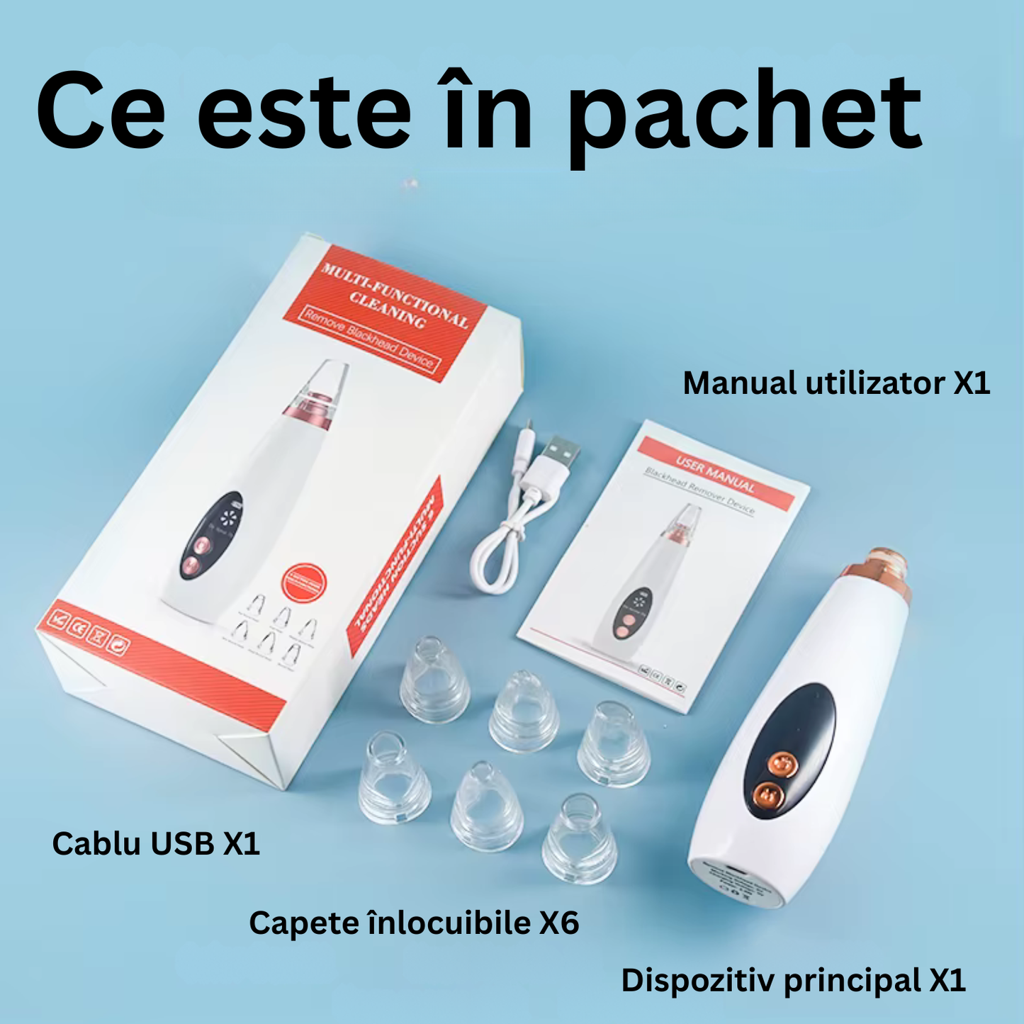 Aspirator Profesional pentru Puncte Negre – Îndepărtare Acnee, Curățare Ten