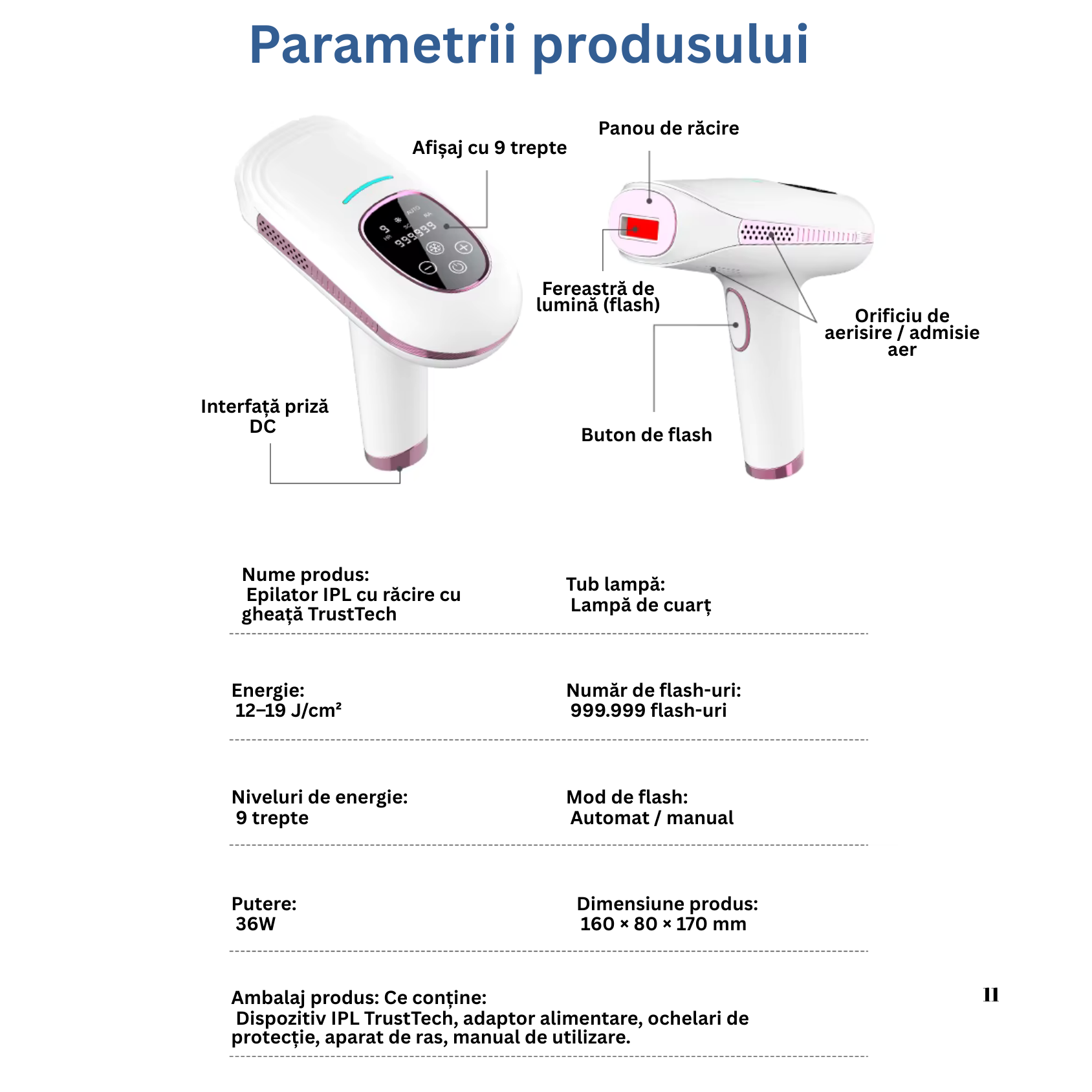 Epilator IPL TrustTech Ice Cooling  epilare definitiva fara durere