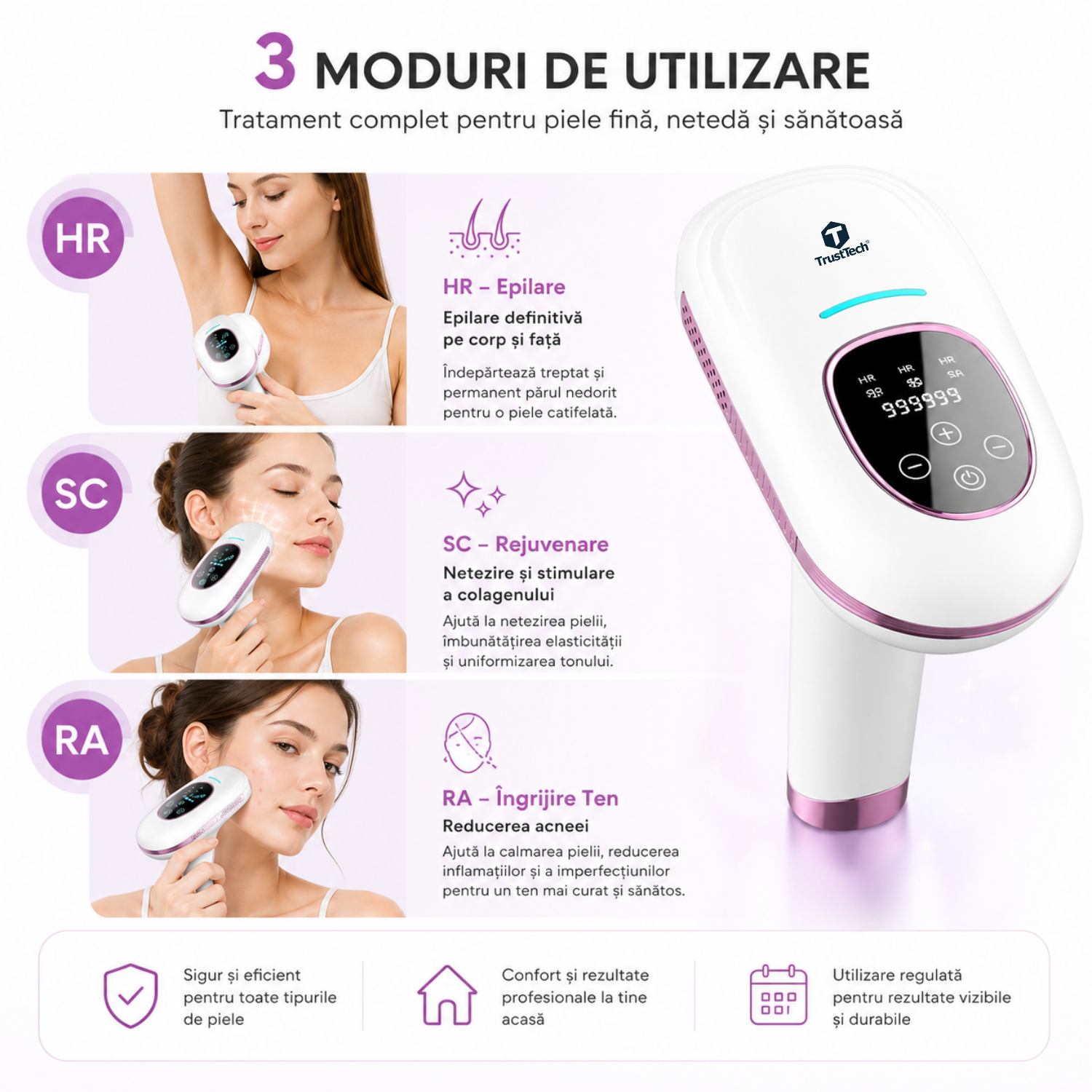 Epilator IPL TrustTech Ice Cooling  epilare definitiva fara durere