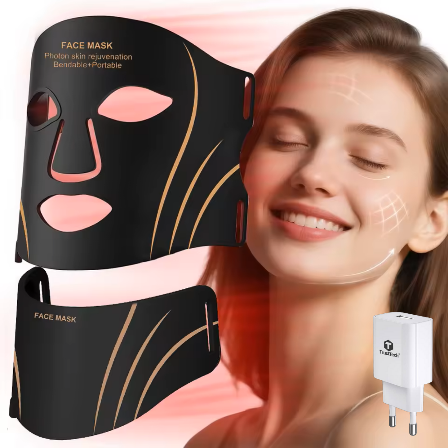 Masca faciala LED fotonica 7 culori pentru fata si gat