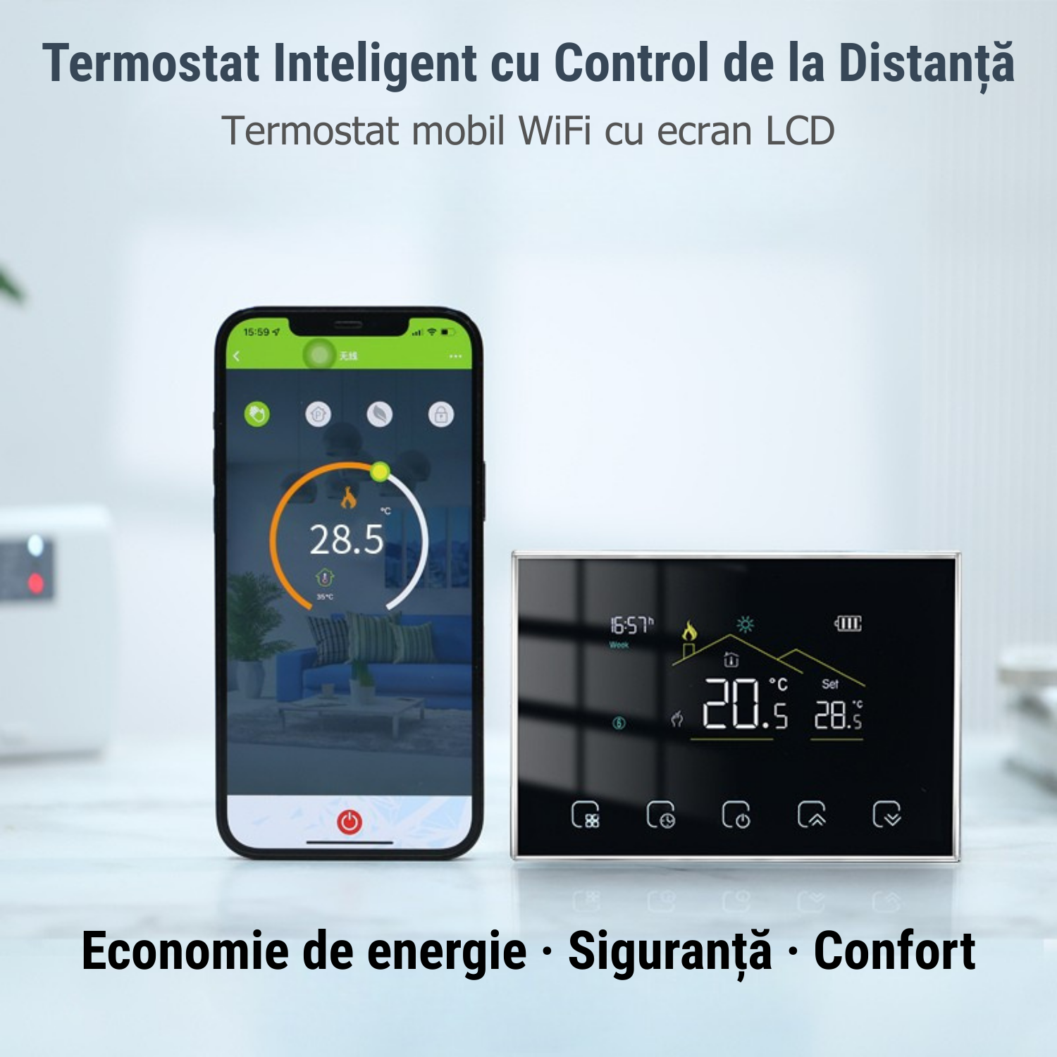 Termostat Inteligent Wi-FI Smart TrustTech 8000 RF
