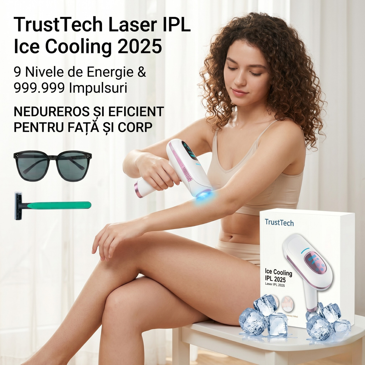 Epilator IPL TrustTech Ice Cooling  epilare definitiva fara durere