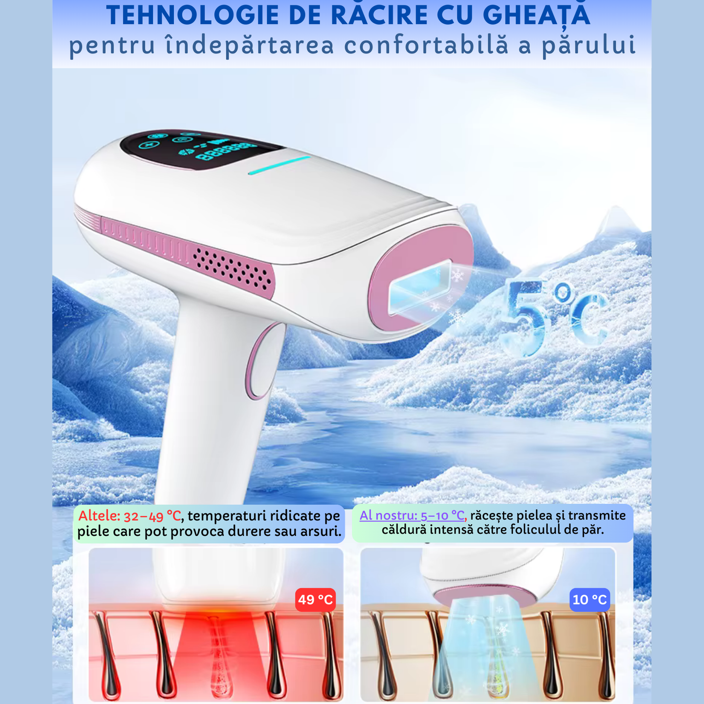 Epilator IPL TrustTech Ice Cooling  epilare definitiva fara durere