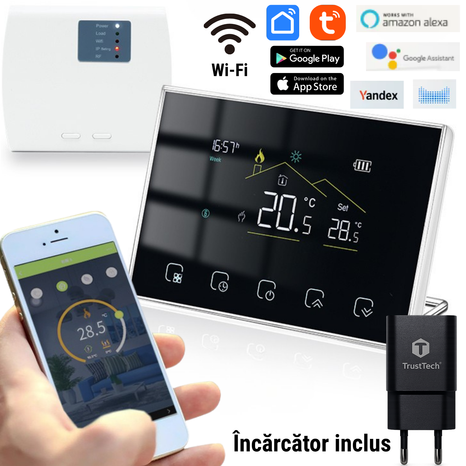 Termostat Inteligent Wi-FI Smart TrustTech 8000 RF