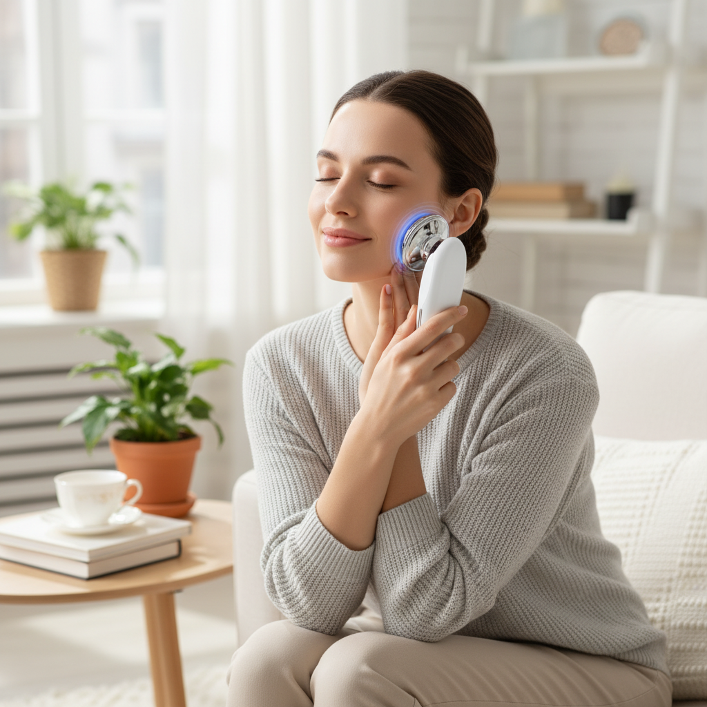 Aparat facial TrustTech 7-in-1 pentru ingrijire si rejuvenare, masaj lifting fata si gat
