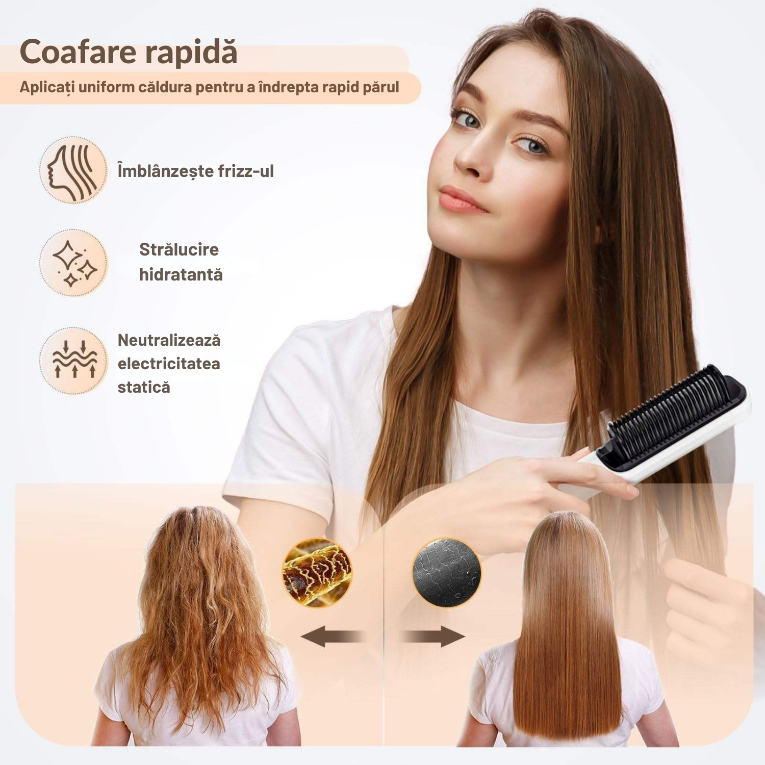 TrustTech Perie electrica pentru indreptat parul 45W