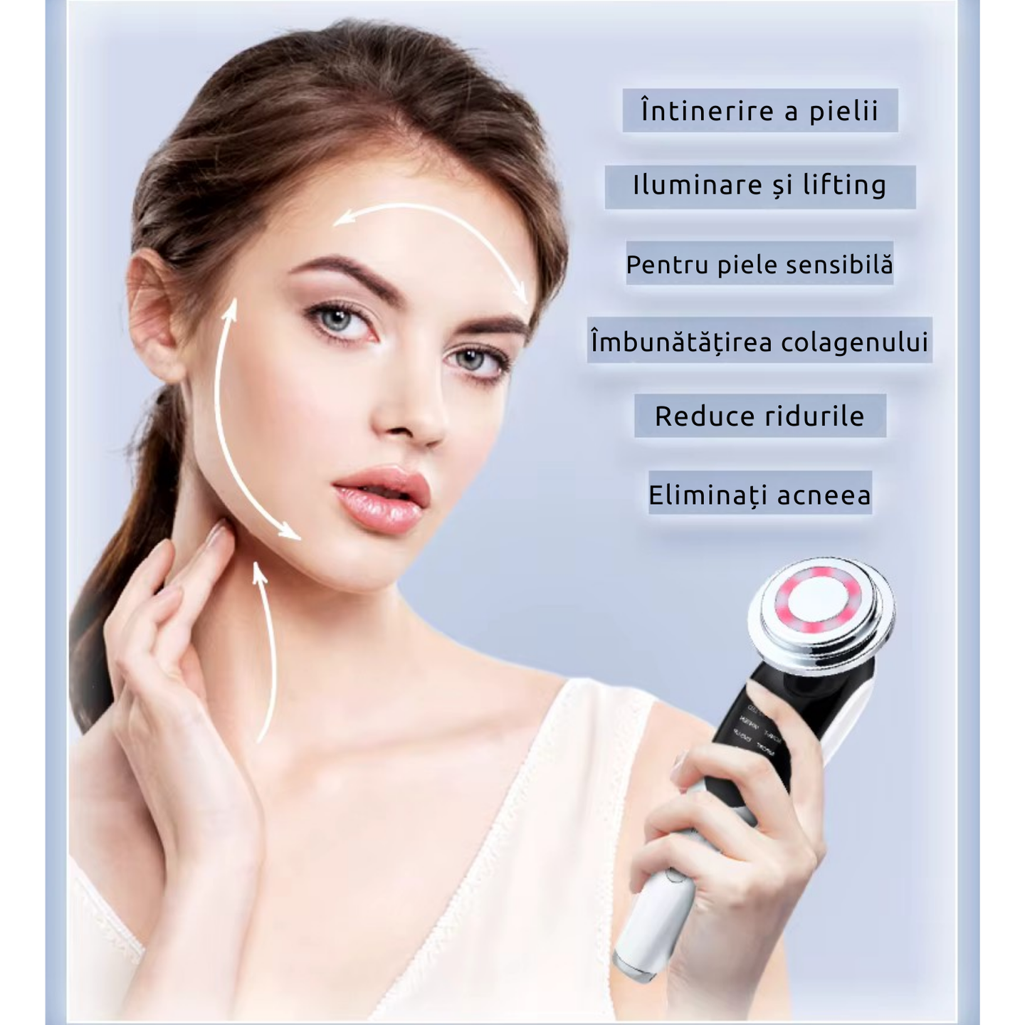 Aparat facial TrustTech 7-in-1 pentru ingrijire si rejuvenare, masaj lifting fata si gat