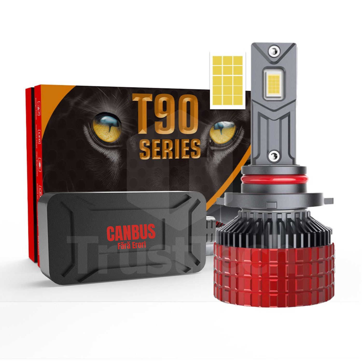 Bec LED Far Auto TrustTech T90 Plus H7, 220W, 22000 lm, 6000K, Canbus, 12V, Racire Avansata cu ventilator Silentios Fabricat din Aliminiu de avion de inalta calitate