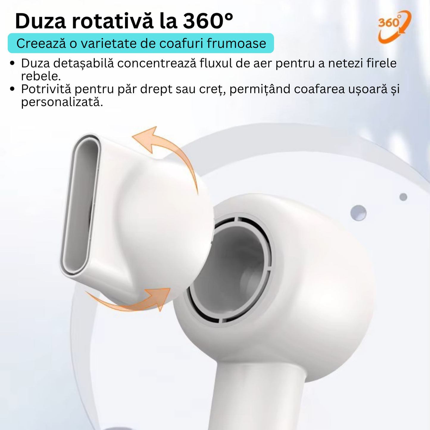 Uscator de par profesional silentios cu ioni negativi de la TrustTech Anti-Frizz