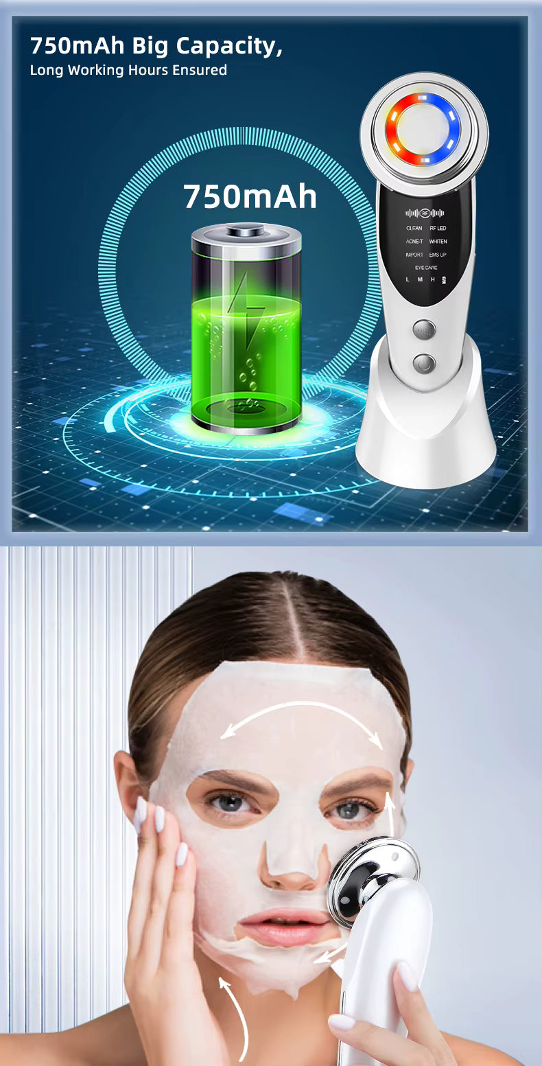 Aparat facial TrustTech 7-in-1 pentru ingrijire si rejuvenare, masaj lifting fata si gat