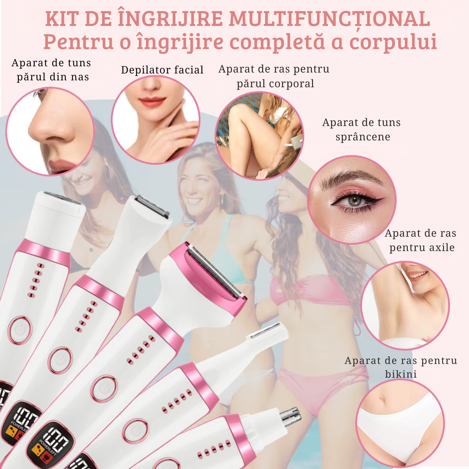 Aparat de Ras Electric TrustTech Femei, Epilator Corporal Umed / Uscat