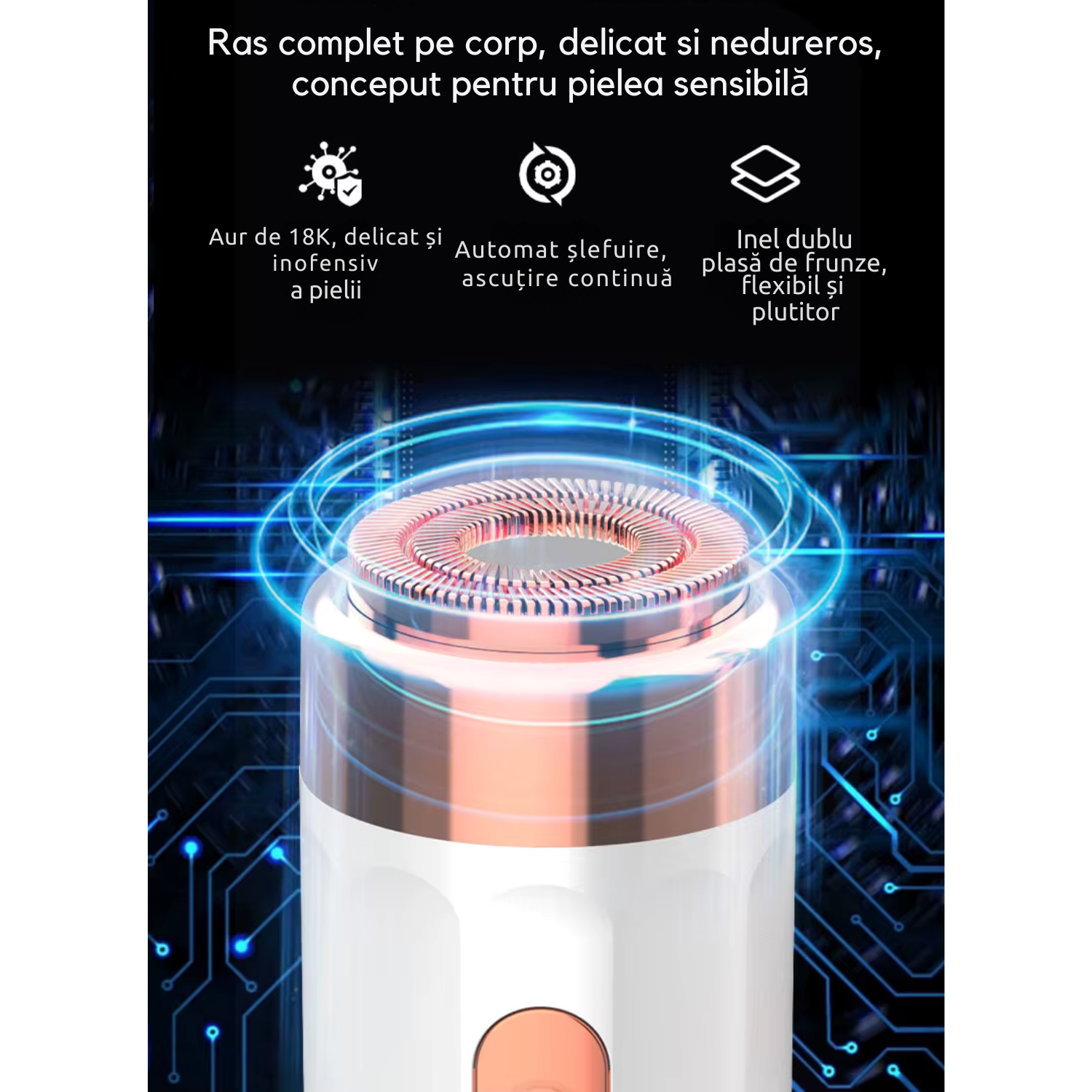 Miniepilator si Shaver TrustTech 2 in 1, mini epilator facial si corporal, pentru puf facial, zona bikinilor, brate, picioare si retusuri rapide 2 capete, IPX7 waterproof, reincarcabil USB Type-C, 350mAh, 60 min autonomie, Alb