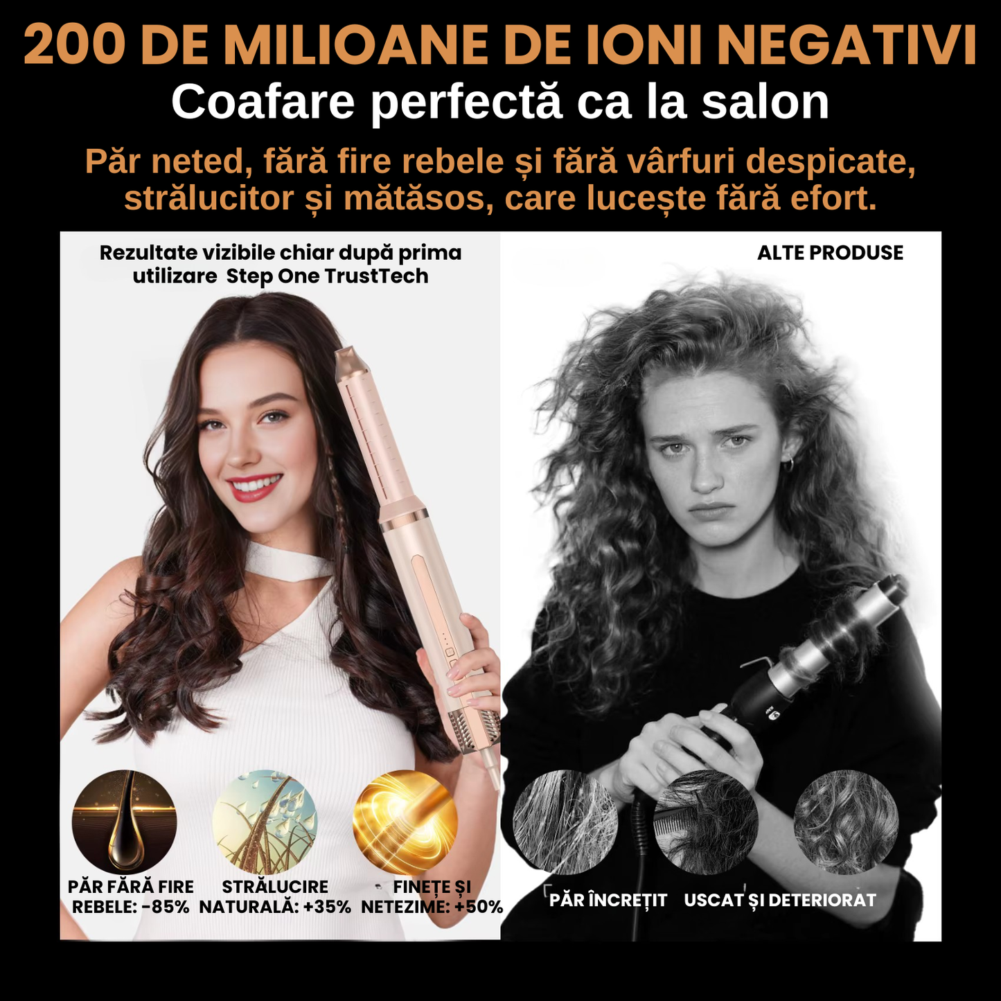 Perie electrică și uscător păr 6in1 TrustTech