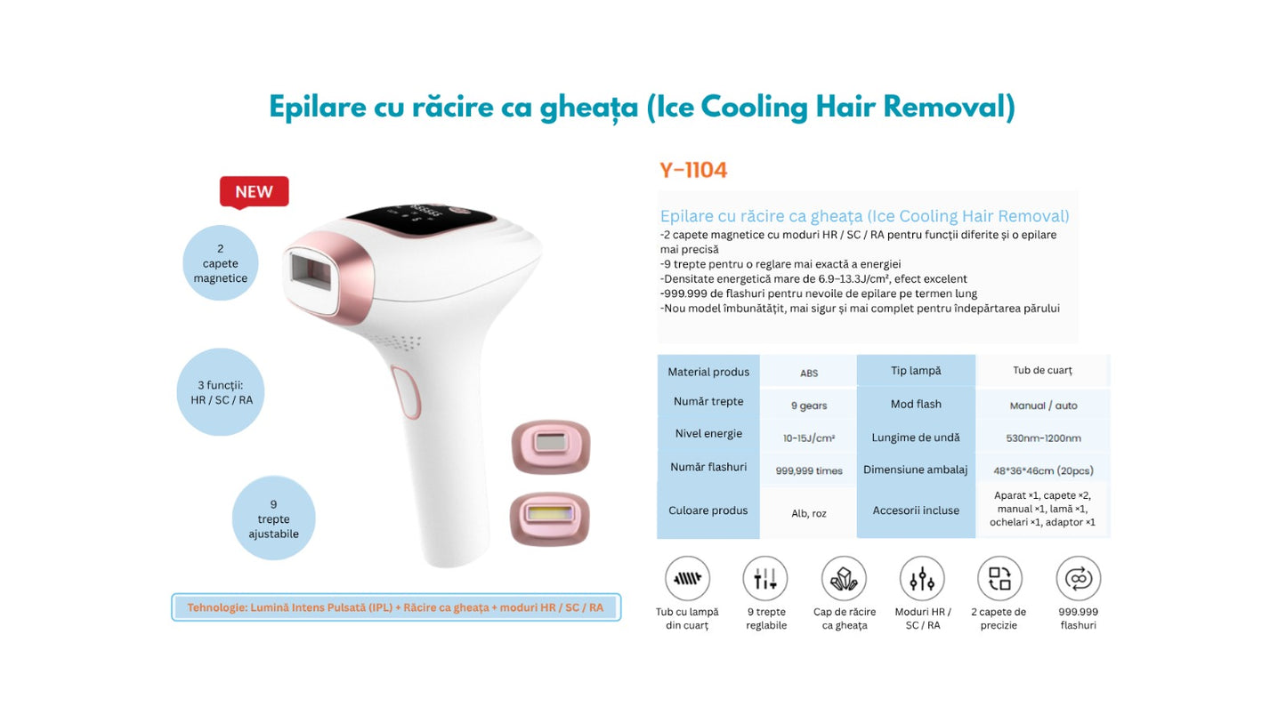 Epilator IPL TrustTech 3 Moduri Epilare Definitiva -Rejuvenare-Reducere Acnee, Racire cu gheata