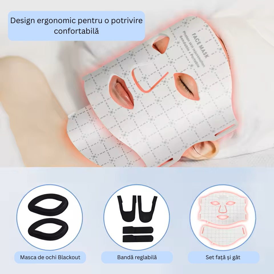 Masca faciala LED fotonica 7 culori pentru fata si gat