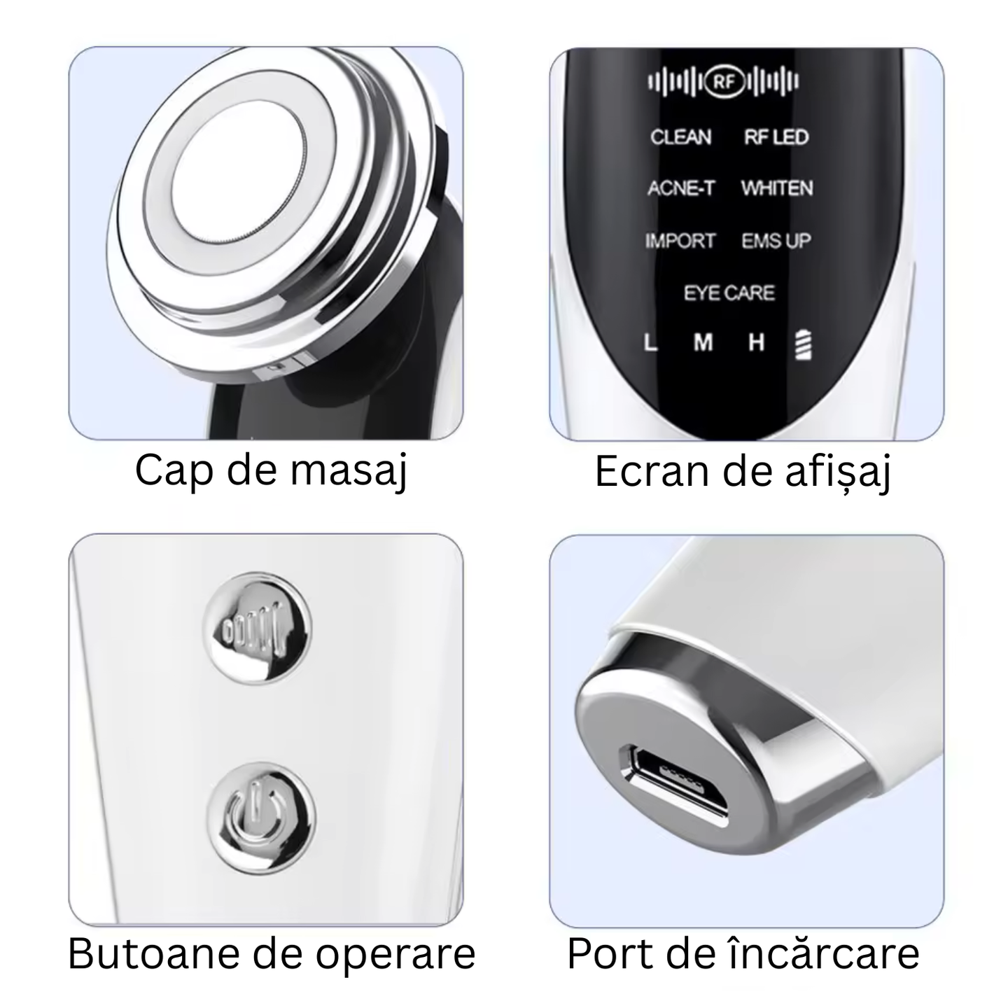 Aparat facial TrustTech 7-in-1 pentru ingrijire si rejuvenare, masaj lifting fata si gat