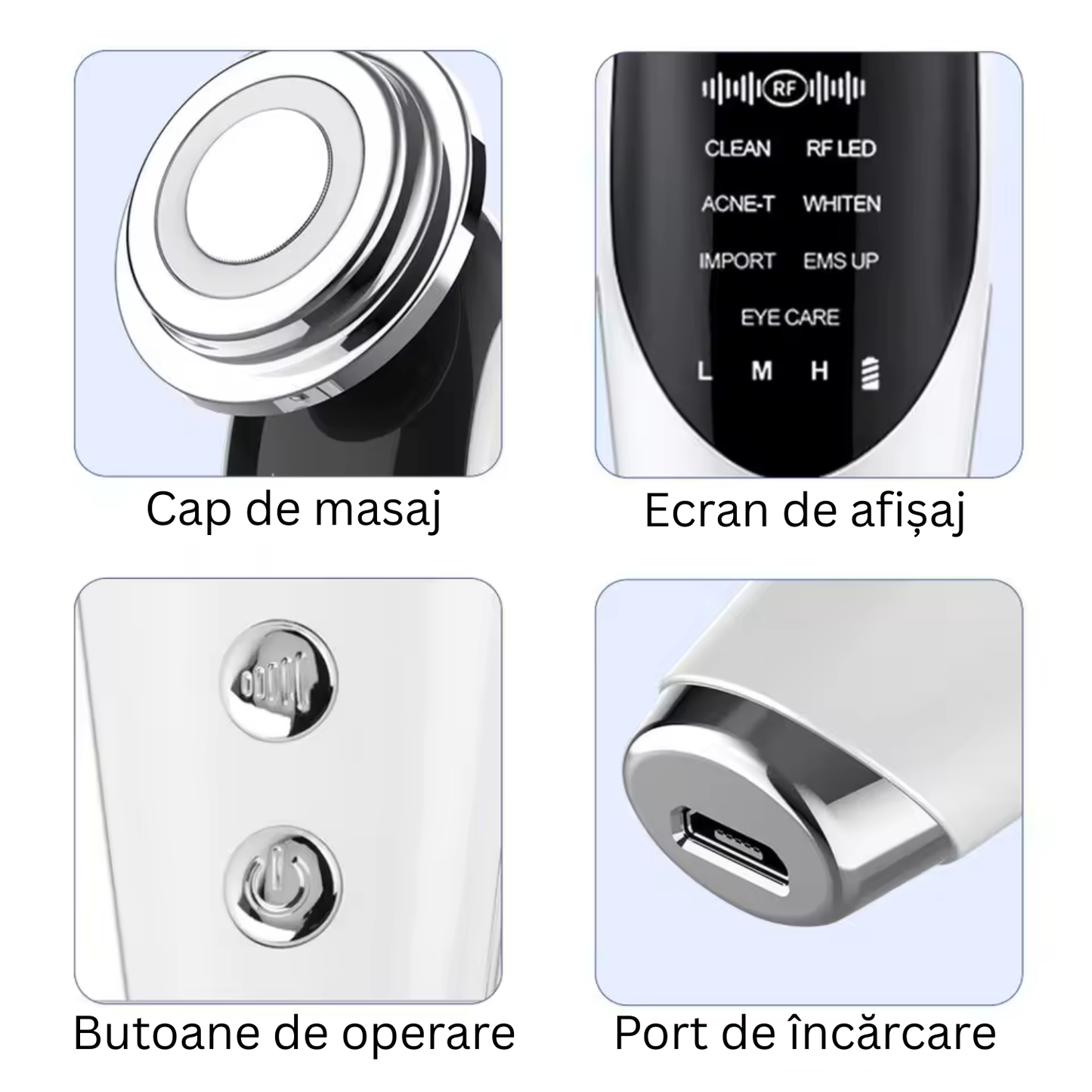 Aparat facial TrustTech 7-in-1 pentru ingrijire si rejuvenare, masaj lifting fata si gat