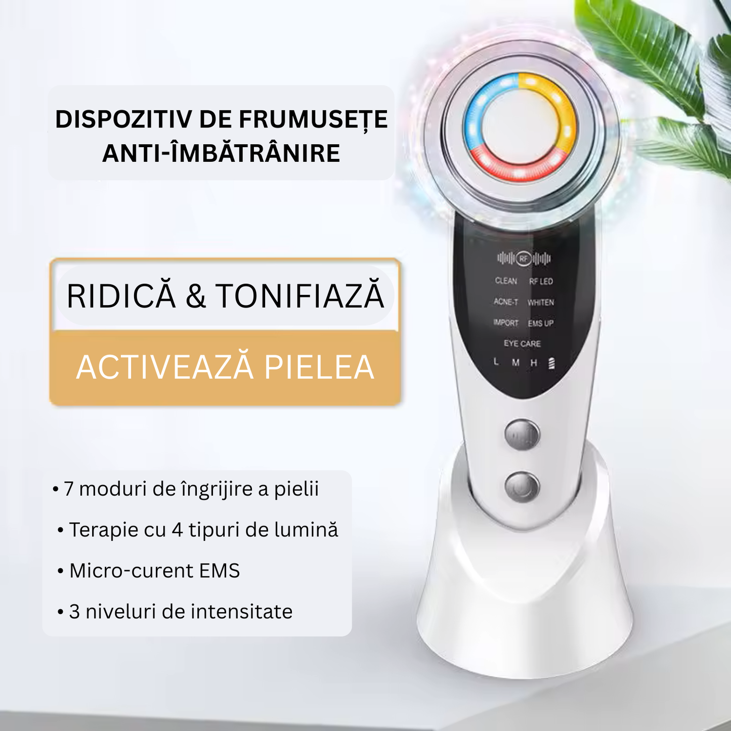 Aparat facial TrustTech 7-in-1 pentru ingrijire si rejuvenare, masaj lifting fata si gat
