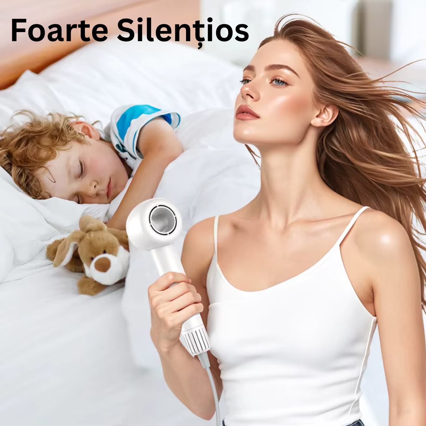 Uscator de par profesional silentios cu ioni negativi de la TrustTech Anti-Frizz