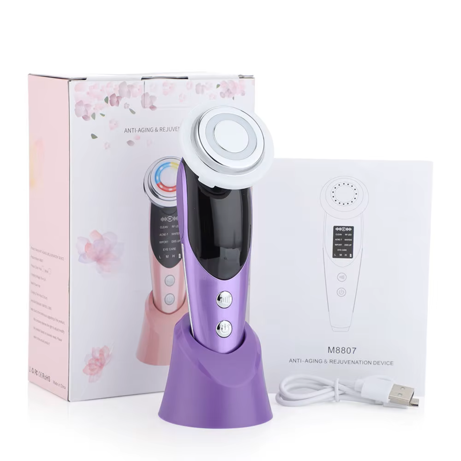 Aparat facial TrustTech 7-in-1 pentru ingrijire si rejuvenare, masaj lifting fata si gat