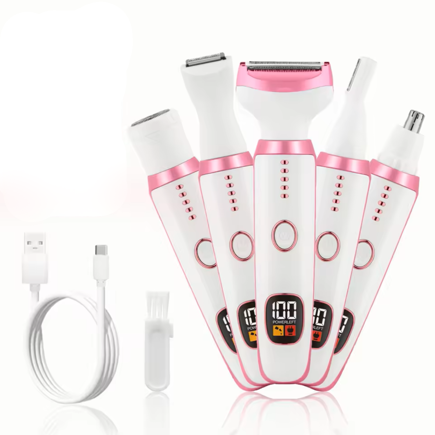 Aparat de ras electric femei TrustTech 5 in 1, IPX7, reincarcabil USB Type-C, Wet & Dry